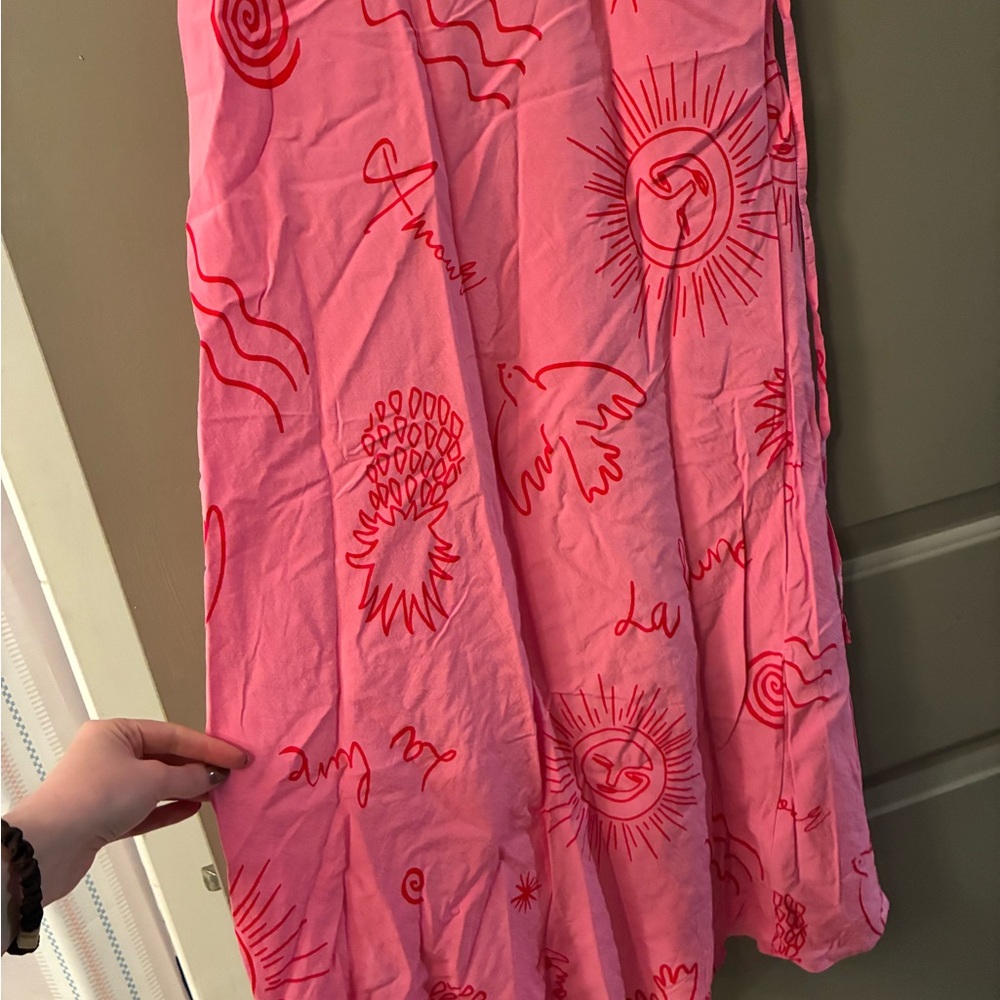 Pink Patterned Women's Summer Dress - Picture 5 of 5
